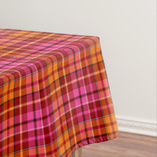Mantel Diseño de cuadros escoceses rojo rosa naranja