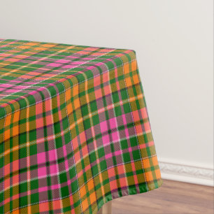 Mantel Diseño de cuadros escoceses verde rosa naranja