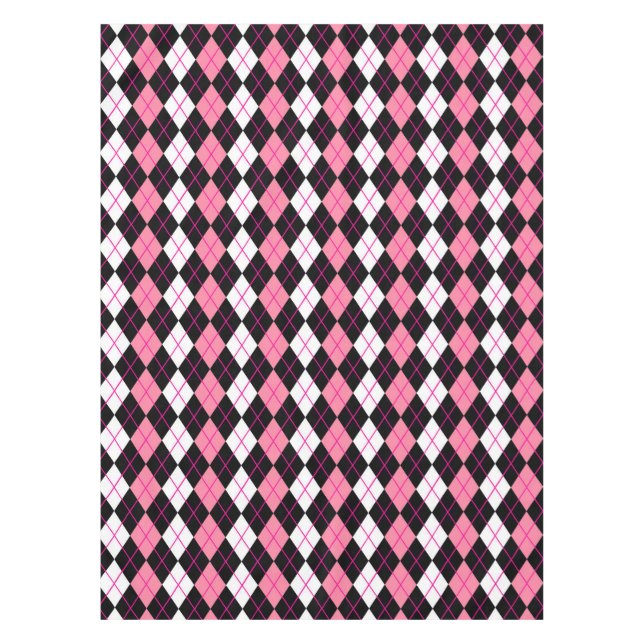 Mantel Diseño de diamante Argyle rosa negro blanco (Anverso)