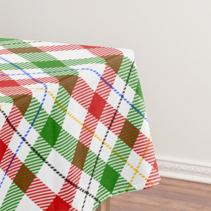 Mantel Diseño de franela a cuadros rojo verde y blanco de