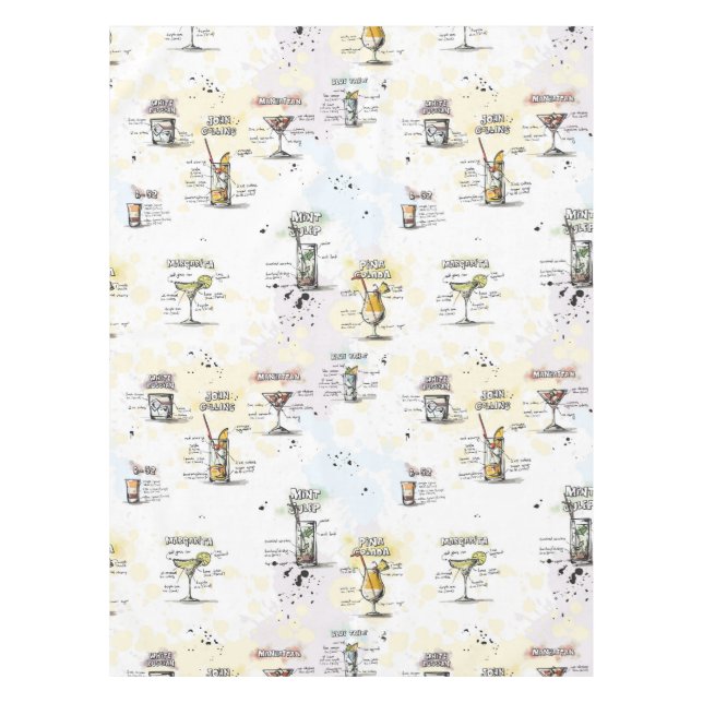 Mantel Diseño de la receta de la bebida del cóctel (Anverso)
