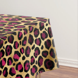 Mantel Diseño de la serie Leopardo Burgundy y Gold 2