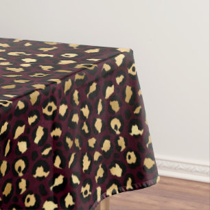 Mantel Diseño de la serie Leopardo Burgundy y Gold 8