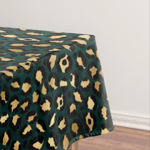 Mantel Diseño de la serie Leopardo verde azulado y dorado
