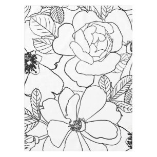 Mantel Diseño de líneas florales de Rosas elegantes