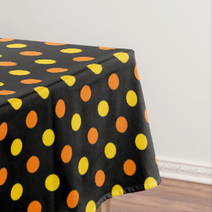 Mantel Diseño de lunares naranja amarillo sobre negro 
