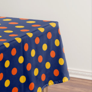 Mantel Diseño de lunares naranjas y amarillos sobre azul