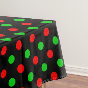 Mantel Diseño de lunares rojos y verdes negros 