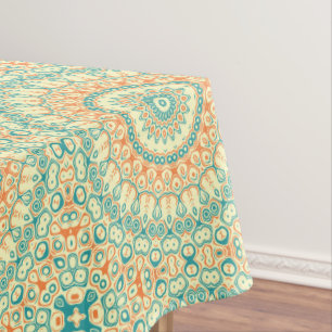 Mantel Diseño de Mandala color turquesa Naranja amarillo 