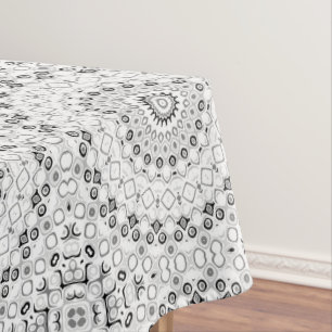 Mantel Diseño de Mandala en blanco negro y gris negro