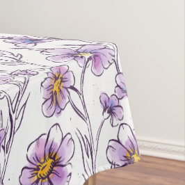 Mantel Diseño de patrón botánico de flor silvestre púrpur