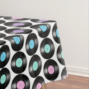 Mantel Diseño de Patrón Colorido de Discos de Vinilo Retr