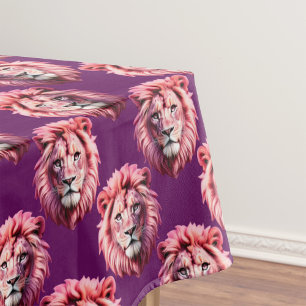 Mantel Diseño de patrón de animal de cabeza de león rosa 