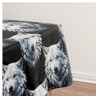 Mantel Diseño de patrón de cabeza de lobo blanco