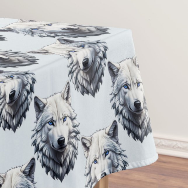 Mantel Diseño de patrón de cabeza de lobo blanco - Blanco (Subido por el creador)