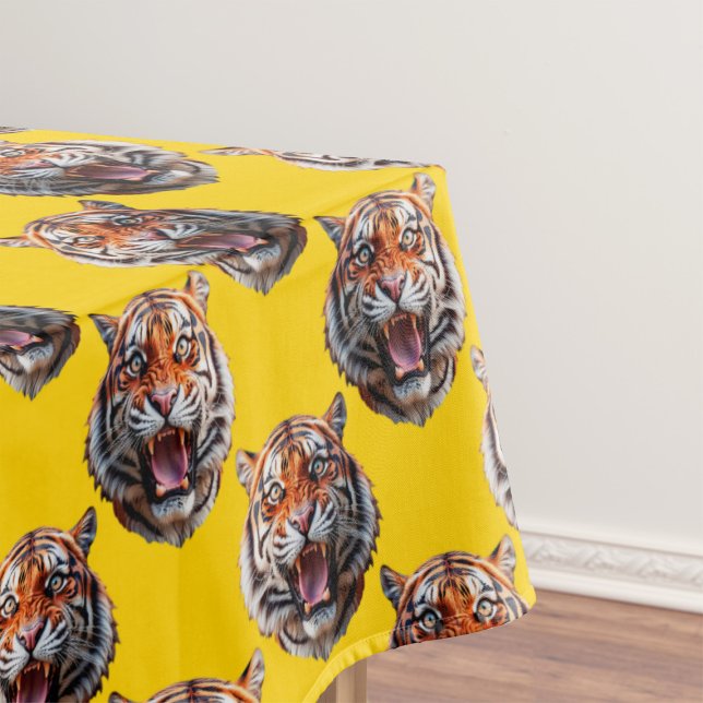 Mantel Diseño de patrón de cabeza de tigre amarillo (Subido por el creador)