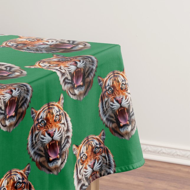 Mantel Diseño de patrón de cabeza de tigre verde (Subido por el creador)