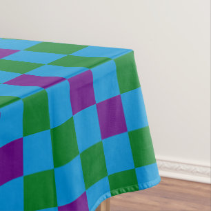 Mantel Diseño de Patrón de Cuadros Azul Verde Púrpura