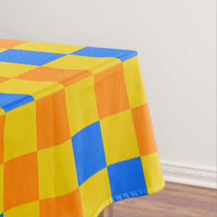 Mantel Diseño de Patrón de Cuadros Naranja Amarillo Azul