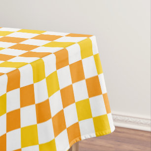 Mantel Diseño de Patrón de Cuadros Naranja Blanco Amarill