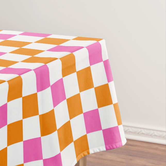 Mantel Diseño de Patrón de Cuadros Naranja Blanco Rosa (In Situ)