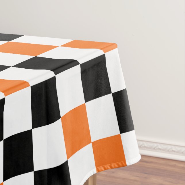 Mantel Diseño de Patrón de Cuadros Naranja Negro Blanco  (In Situ)