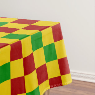 Mantel Diseño de Patrón de Cuadros Rojo Amarillo Verde