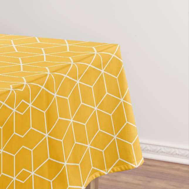 Mantel Diseño de patrón de cubo hexagonal amarillo vibran (In Situ)