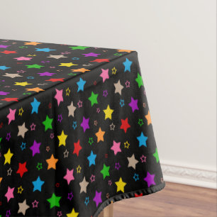 Mantel Diseño de patrón de estrellas coloridas negro