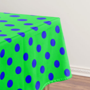 Mantel Diseño de patrón de lunares azules sobre verde