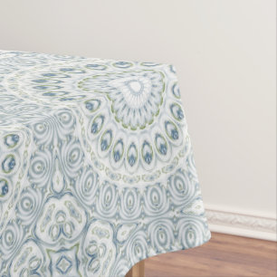 Mantel Diseño de Patrón de Mandala Azul y Verde Sereno