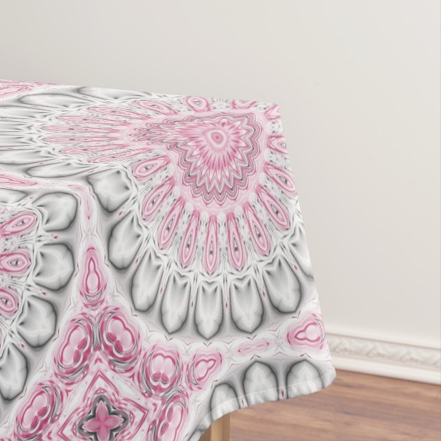 Mantel Diseño de patrón de mandala rosa y blanco (In Situ)