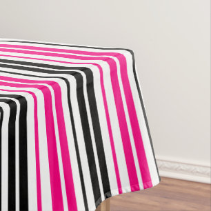 Mantel Diseño de patrón de rayas blancas y negras rosadas
