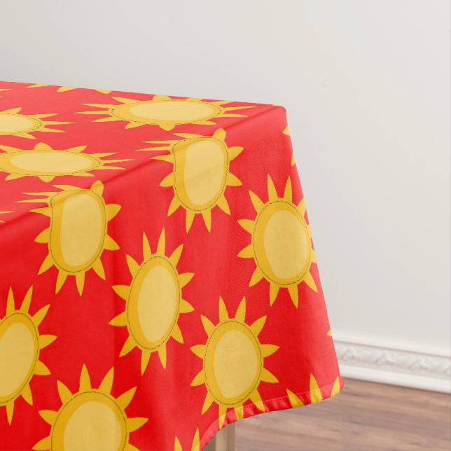 Mantel Diseño de patrón de sol brillante sobre rojo (In Situ)