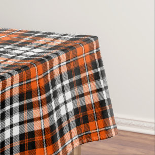 Mantel Diseño de patrón de tartán a cuadros naranja negro