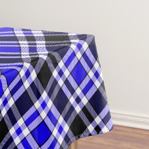 Mantel Diseño de patrón de tartán de franela azul negro y