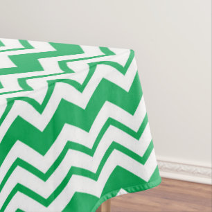 Mantel Diseño de patrón en zigzag de Chevron blanco y ver