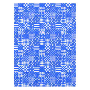 Mantel Diseño de patrones mixtos azul blanco