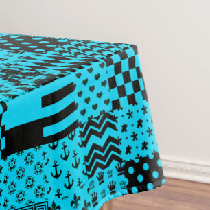 Mantel Diseño de patrones mixtos azul negro