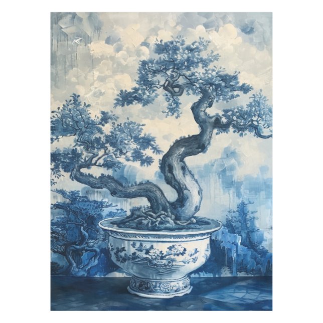 Mantel Diseño de porcelana azul y blanca Chinoiserie (Anverso)