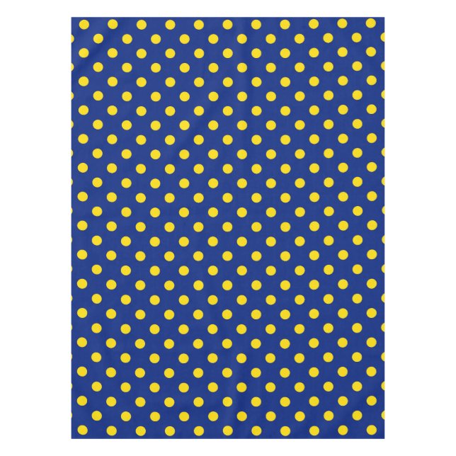 Mantel Diseño de puntos de polka amarillo azul (Anverso)