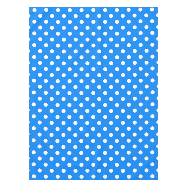 Mantel Diseño de puntos de polka azul blanco (Anverso)