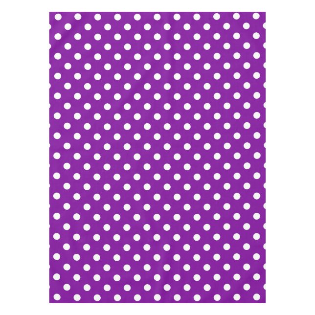 Mantel Diseño de puntos de polka blanco morado (Anverso)