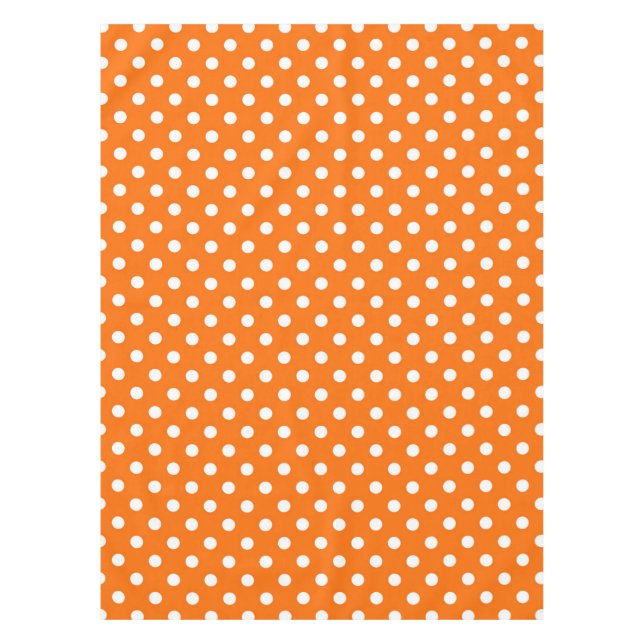Mantel Diseño de puntos de polka blanco naranja (Anverso)