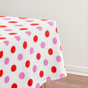Mantel Diseño de puntos rojos y rosados sobre blanco