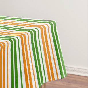 Mantel Diseño de rayas verticales naranjas verdes blancas