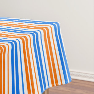 Mantel Diseño de rayas verticales naranjas y azules sobre