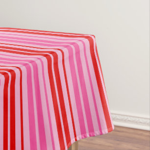 Mantel Diseño de rayas verticales rosadas y rojas de chic