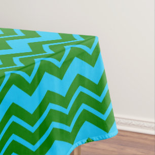 Mantel Diseño de zigzag Chevron azul verde