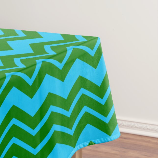 Mantel Diseño de zigzag Chevron azul verde (In Situ)